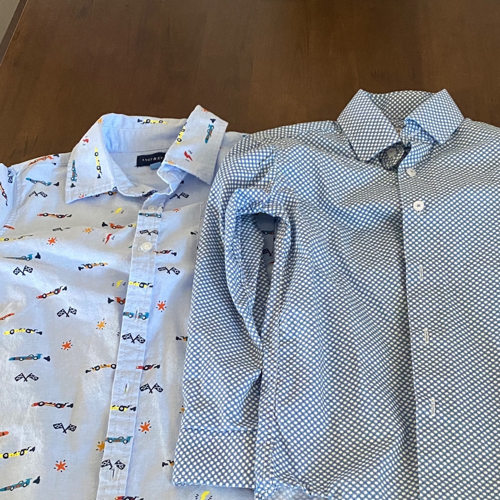 Two button up shirts.